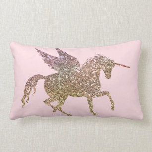 Almofada Lombar Cavalo Pegasus Unicórnio Brilho Glitter Dourado da