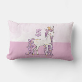 Almofada Lombar Cavalo Rosa De Aniversário Com 5 De Nome Personali