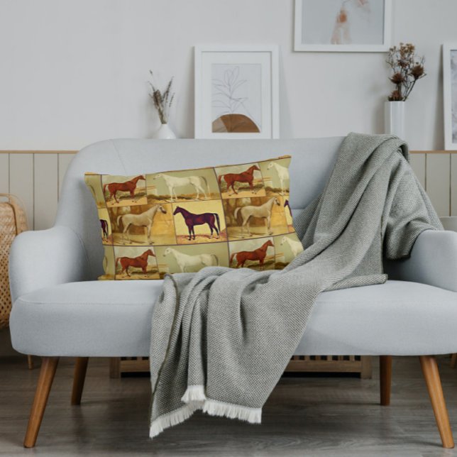 Almofada Lombar Cavalos arábicos venenosos - colagem (Criador carregado)