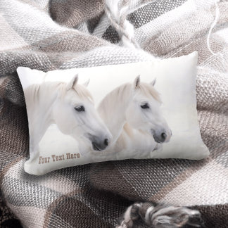 Almofada Lombar Cavalos Brancos de Sonho de Neve Elegante