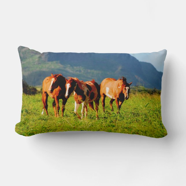 Almofada Lombar Cavalos de Kapaa - Kauai Havaí (Frente)