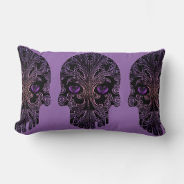 Almofada Lombar Caveira de Filigrana em Sombras de Púrpura