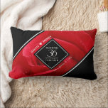 Almofada Lombar Celebração do 36º aniversário do casamento do Rosa<br><div class="desc">Celebre o 36º aniversário de casamento com este elegante travesseiro decorativo lombar comemorativo! Serif branca elegante e sans serif em uma rosa vermelha romântica adicionam um toque memorável para esta ocasião especial e marco extraordinário. Personalize com os nomes dos casais e os anos de casamento para o seu aniversário de...</div>