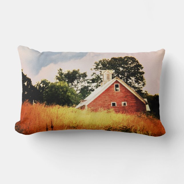 Almofada Lombar Celeiro vermelho velho (Frente)