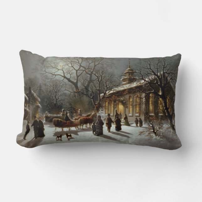 Almofada Lombar Cena da véspera do natal vintage (Frente)