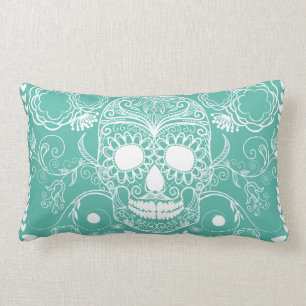 Almofada Lombar Cerceta e travesseiro decorativo branco do crânio