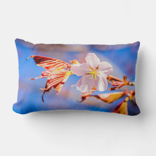 Almofada Lombar Céu Azul Rosa Sakura Flor