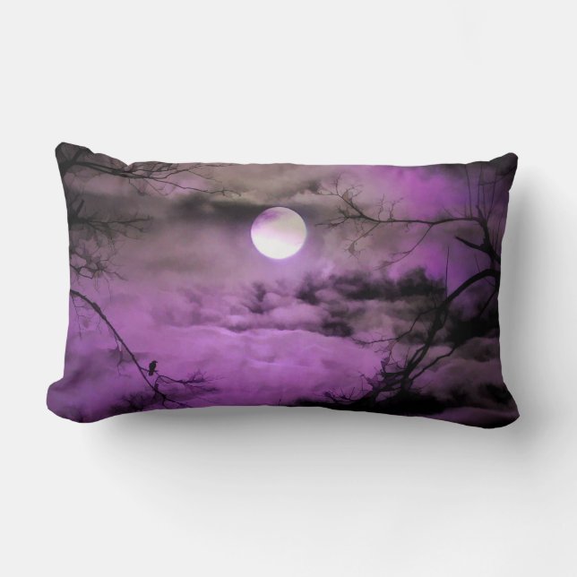 Almofada Lombar Céu Roxo Lado Pela Lua Completa (Frente)