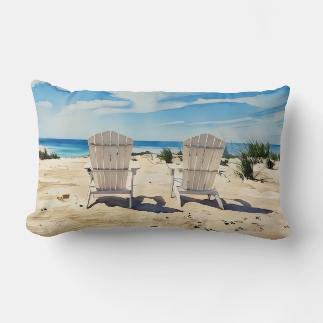 Almofada Lombar Chairs in sand Siesta Key Beach Pillow (Frente)