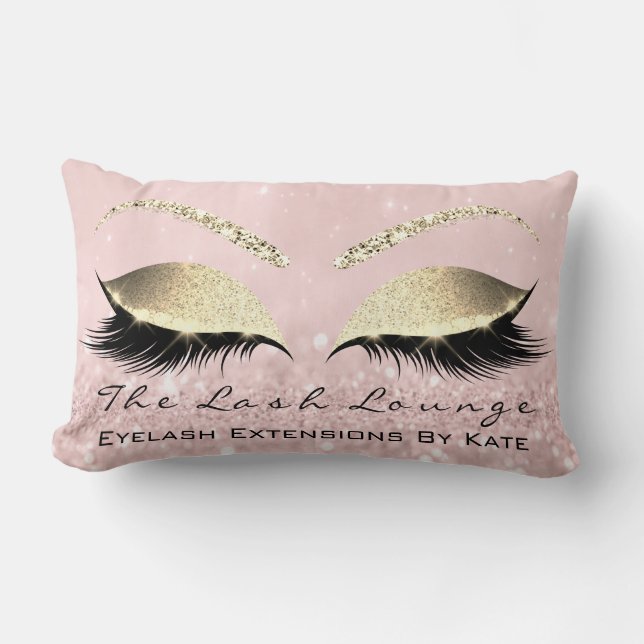 Almofada Lombar Champaço Dourado Literatura Rosa Manteiga Lashes B (Frente)