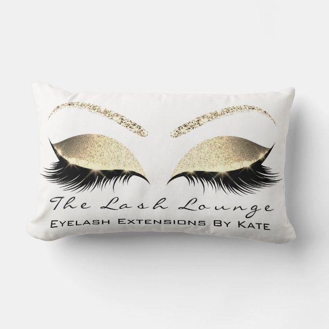 Almofada Lombar Champanhe Dourado Glitter Makeup Lashes Beauty (Frente)
