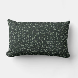Almofada Lombar Charcoal Black Modern Farmhouse Daisy Buds Pattern