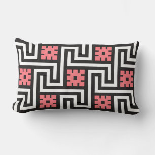 Almofada Lombar Chave de Deco, preto, branco e rosa gregos do