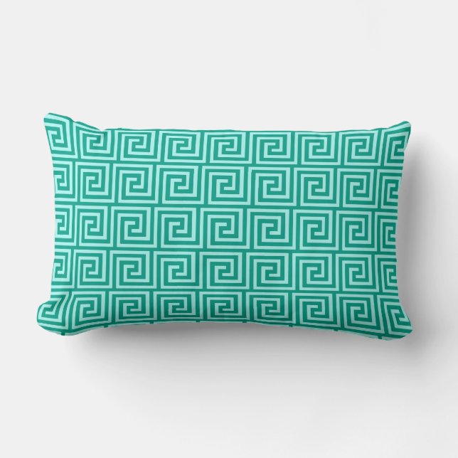 Almofada Lombar Chave grega, turquesa e aqua (Frente)