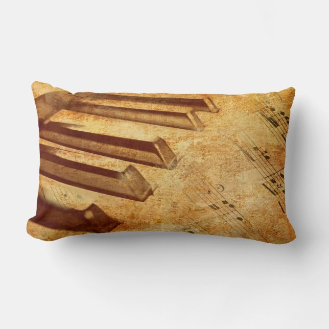Almofada Lombar Chaves do piano da folha de música do Grunge (Frente)