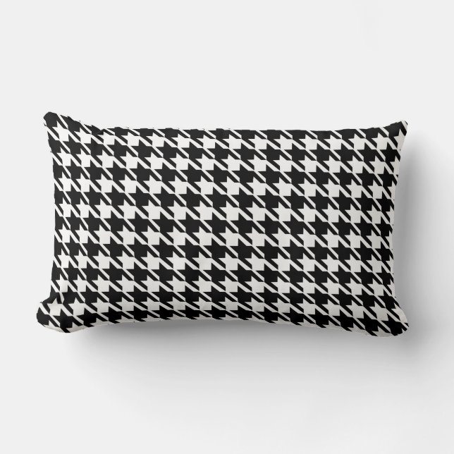 Almofada Lombar Checkered na moda branco preto de Houndstooth (Frente)
