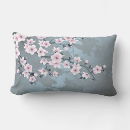 Almofada Lombar Cherry Blossomo Floral Dusty Pink Azul