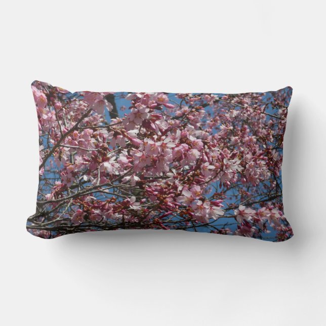 Almofada Lombar Cherry Blossoms e Blue Sky Primavera Floral (Frente)
