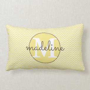 Almofada Lombar Chevron amarelo/branco moderno Monogrammed