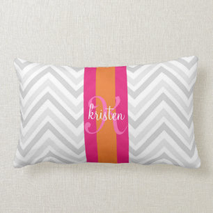 Almofada Lombar Chevron cor-de-rosa cinzento elegante moderno
