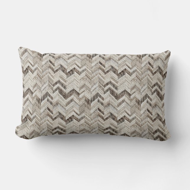 Almofada Lombar Chevron de creme ensurado (Frente)