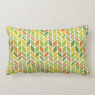 Almofada Lombar Chevron Laranja e Verde Retroativo Zig-Zag