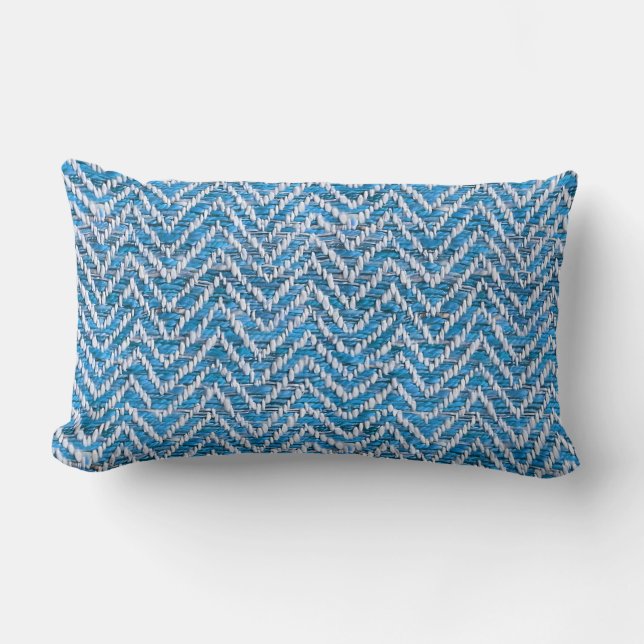 Almofada Lombar Chic Blue Creme Chevron (Frente)
