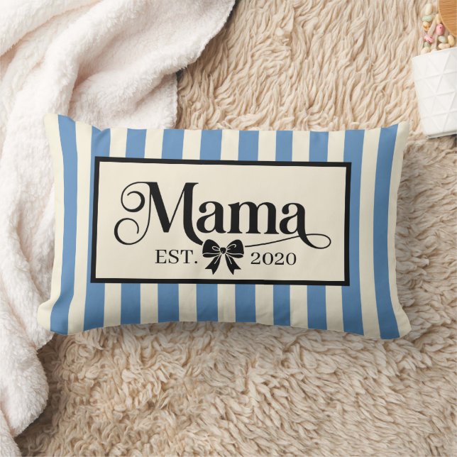 Almofada Lombar Chic Listras Azuis Presente Personalizado da Mamãe (Cobertor)