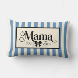 Almofada Lombar Chic Listras Azuis Presente Personalizado da Mamãe
