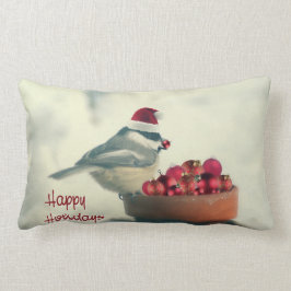 Almofada Lombar Chickadee adorável do feriado