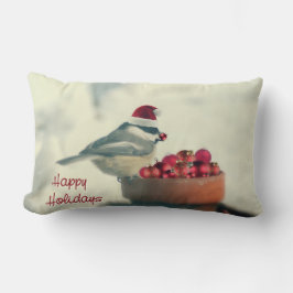Almofada Lombar Chickadee adorável do feriado
