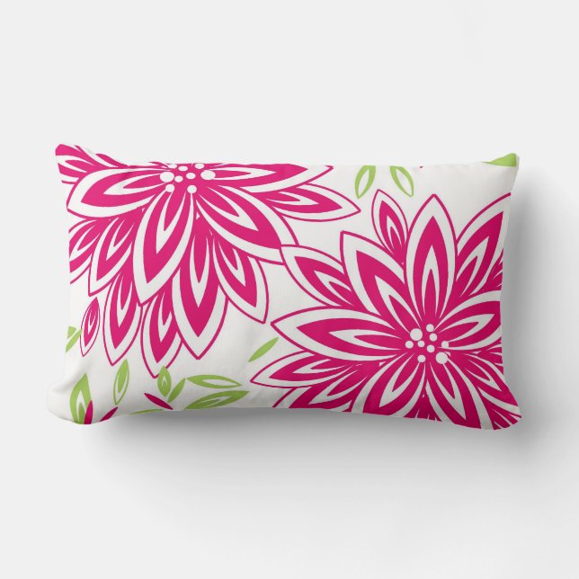 ALMOFADA LOMBAR CHIQUE PILLOW_PRETTY 561 PINK/GREEN QUENTE FLORAL (Frente)