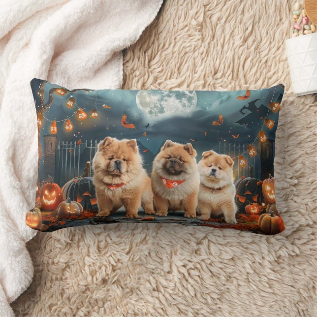 Almofada Lombar Chow Chow Halloween Spooky (Cobertor)