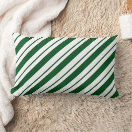 Almofada Lombar Christmas Candy Cane Stripes in Green and White 