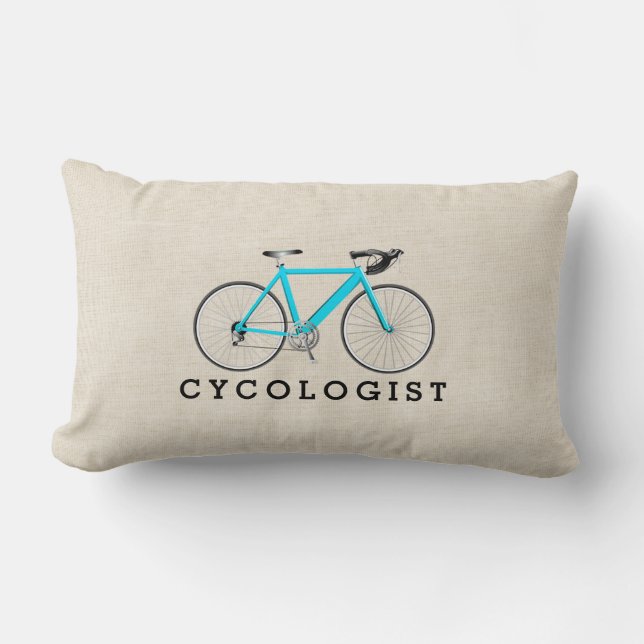Almofada Lombar Ciclista Bicicleta Turquesa Sobre Bege (Frente)