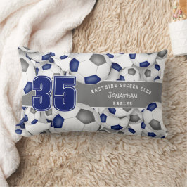 Almofada Lombar cinza azul cores muito bolas de futebol
