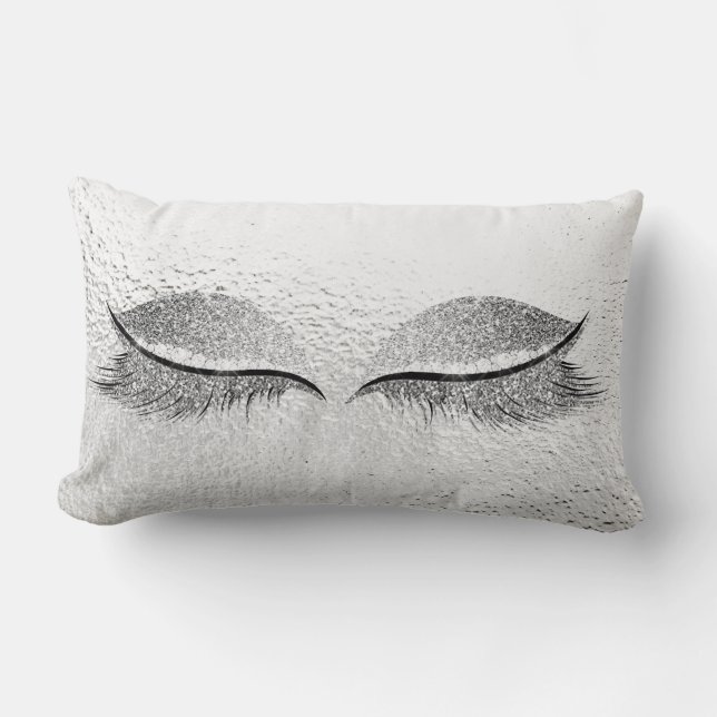 Almofada Lombar Cinza De Maquinaria Preta De Glama De Prata (Frente)