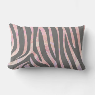 Almofada Lombar Cinza de Zebra Light e Impressão rosa