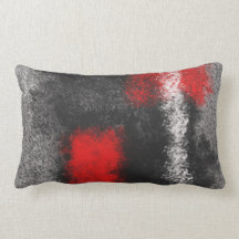 Cinza escuro vermelho e branco travesseiro lombar 