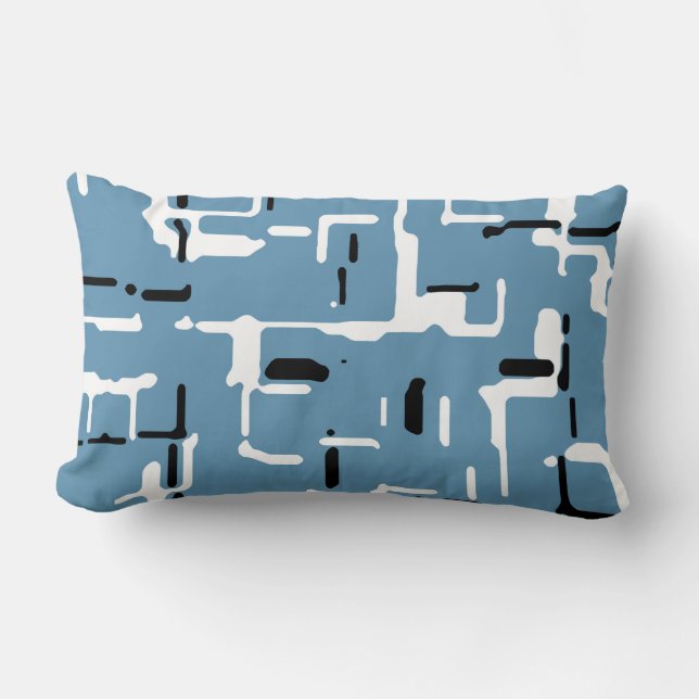 Almofada Lombar Cinza Moderna Azul Preto Branco (Frente)