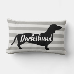 Almofada Lombar Cinzas Modernas Stripes Cão-Dachshund