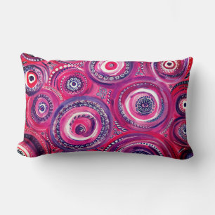 Almofada Lombar Círculos rosa e roxo e espirais originais