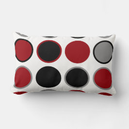 Almofada Lombar Círculos vermelho, preto e Cinza