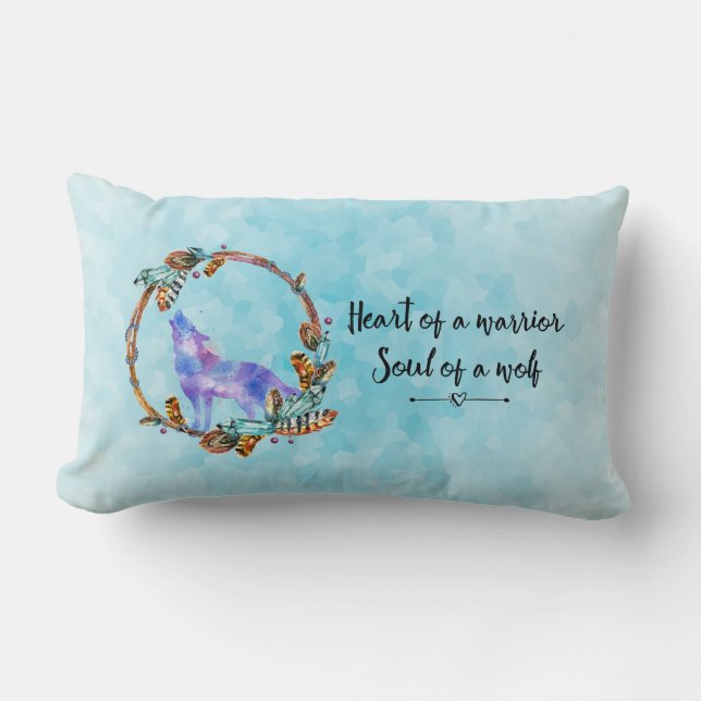 Almofada Lombar Citação de Howling Wolf em Boho Wreath (Frente)