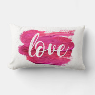 Almofada Lombar Citação do Amor Pintado a Óleo Rosa