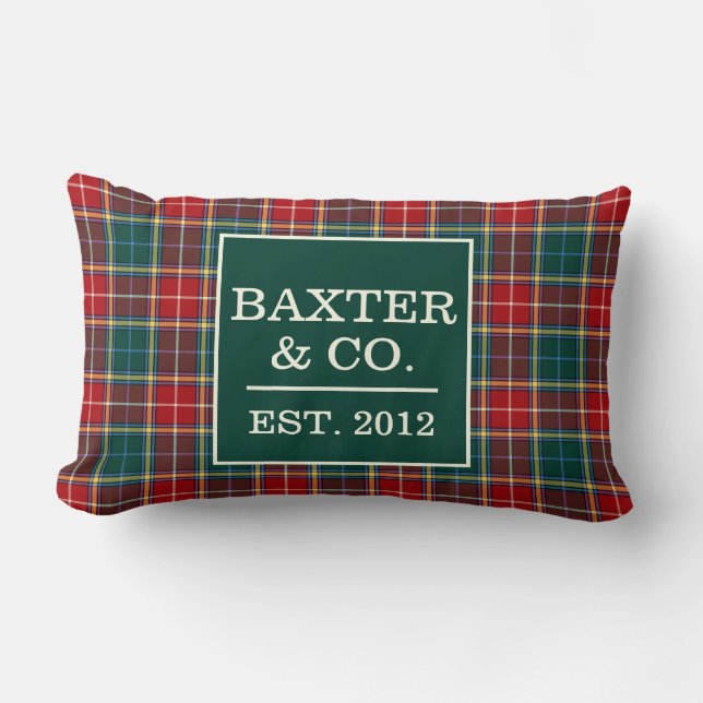 Almofada Lombar Clan Baxter Tartan Xadrez escocesa personalizada (Frente)