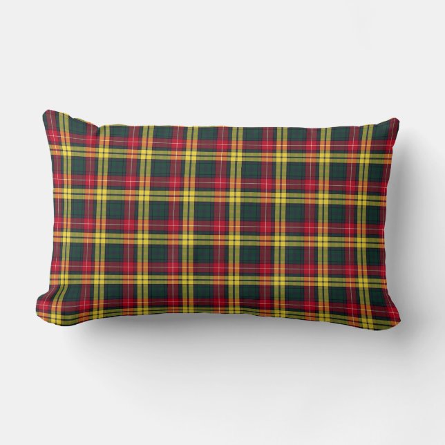 Almofada Lombar Clan Buchanan Green, Yellow e Red Tartan (Frente)