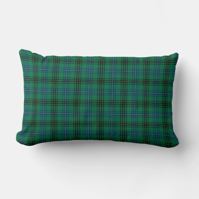 Almofada Lombar Clan Henderson Bright Green e Blue Tartan (Frente)