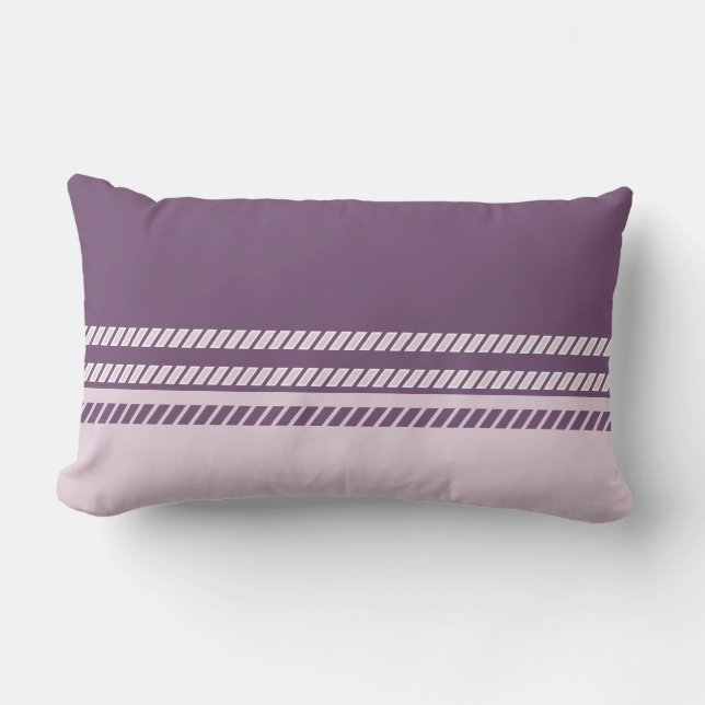 Almofada Lombar Classic Plum Mauve Pink with Stripes Throw Pillow (Frente)
