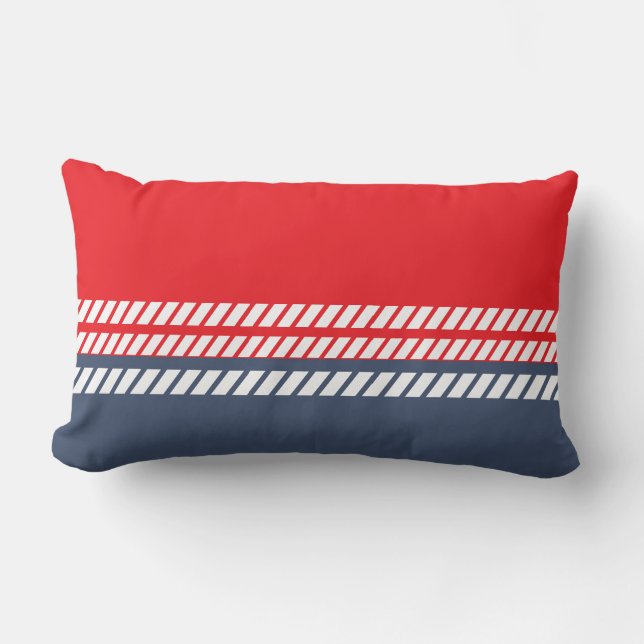 Almofada Lombar Classic Red White and Blue with Stripes  (Frente)